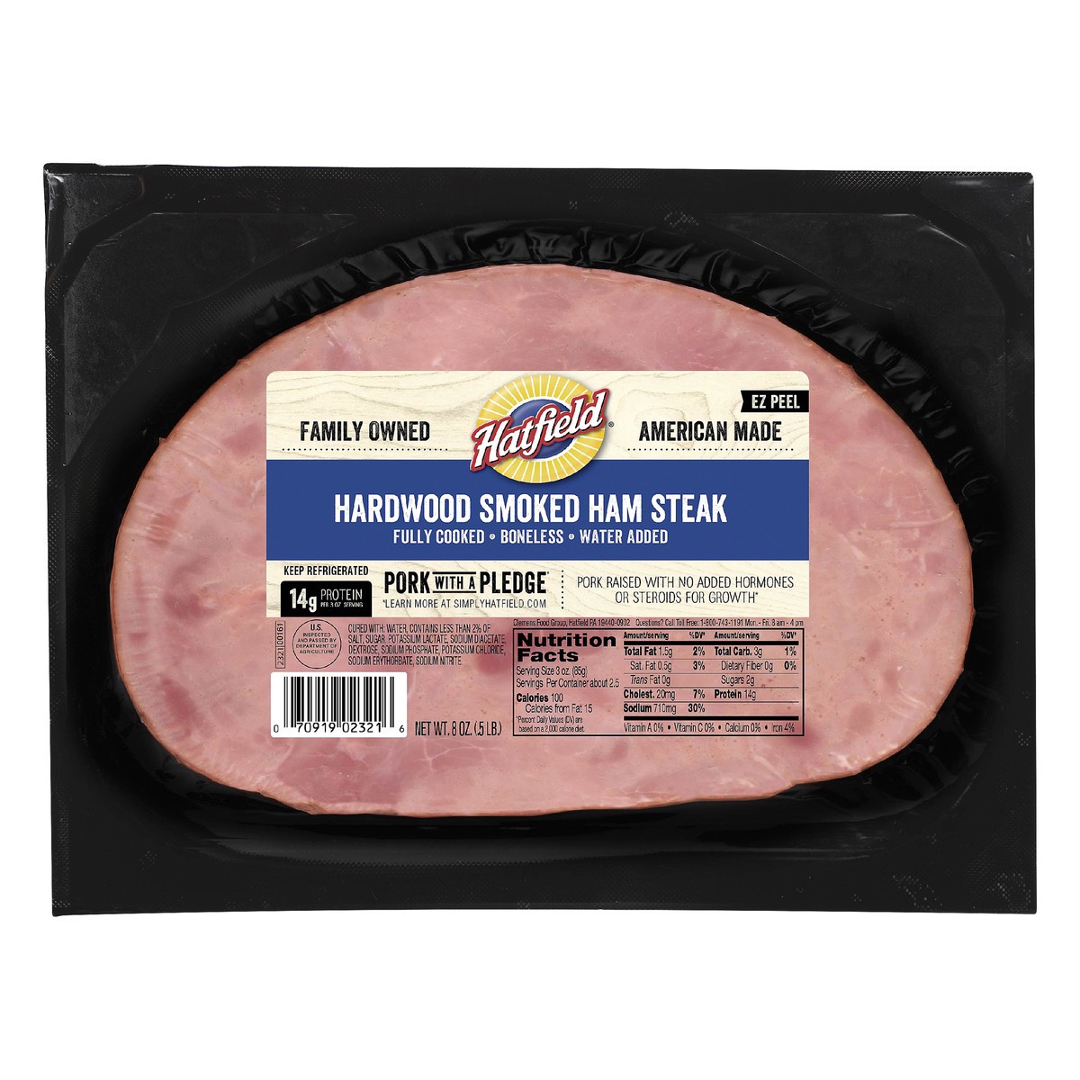 slide 11 of 11, Hatfield Boneless Hardwood Smoked Ham Steak 8 oz, 8 oz