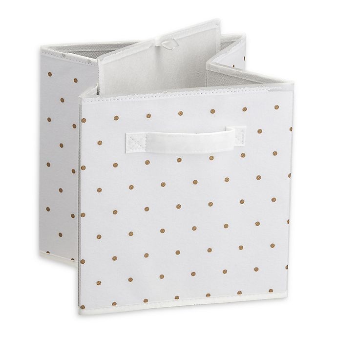 slide 1 of 9, Little Seeds Small Polka Dot Print Storage Bin - Gold, 1 ct