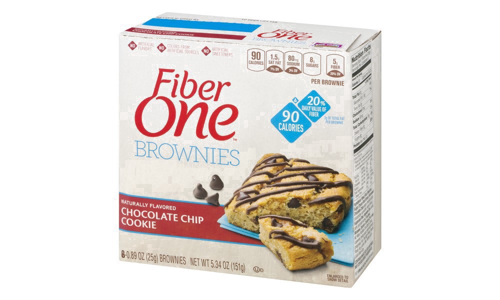 slide 61 of 89, Fiber One 70 Calorie Brownies, Chocolate Chip Cookie, Snack Bars, 6 ct, 6 ct