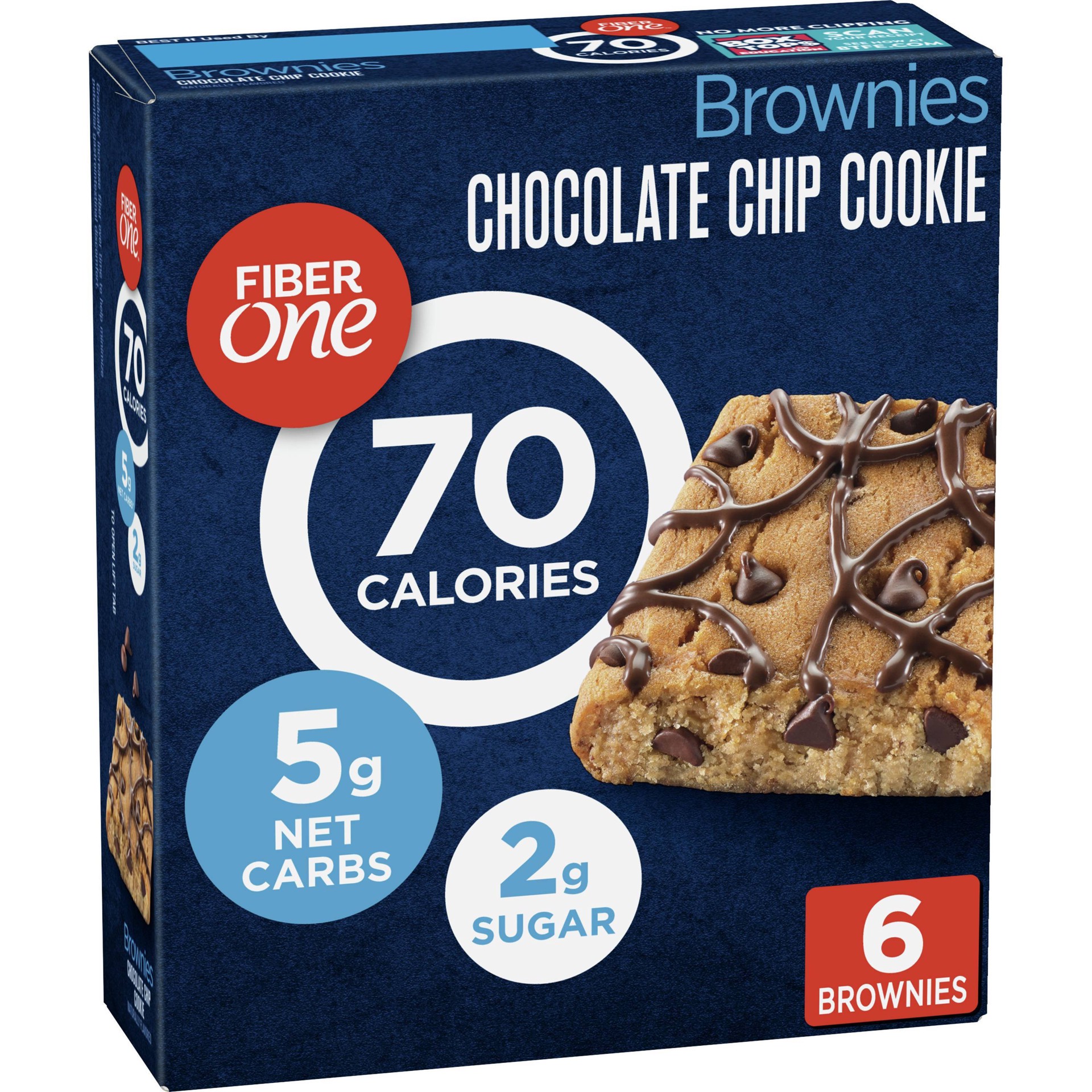 slide 1 of 1, Fiber One Chocolate Chip 90 Calorie Cookie Brownie, 6 ct; 0.89 oz
