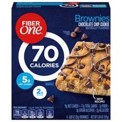 Fiber One 70 Calorie Brownies, Chocolate Chip Cookie, Snack Bars, 6 Bars, 5.34 oz