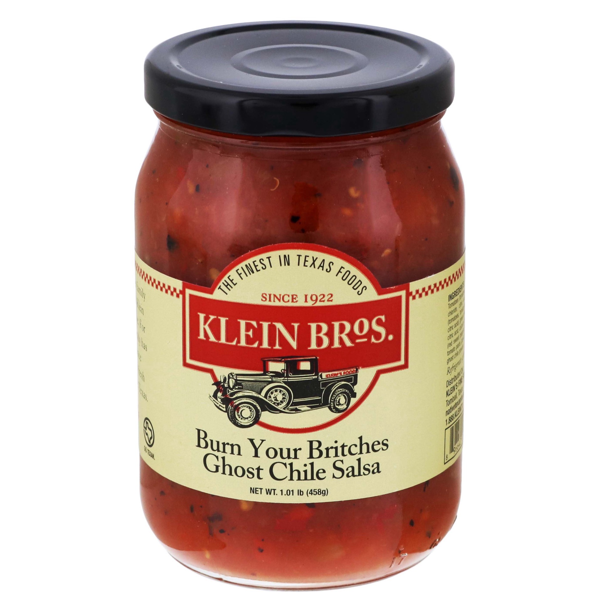 slide 1 of 1, Klein Bros. Burn Britches Ghost Pepper Salsa, 16 oz