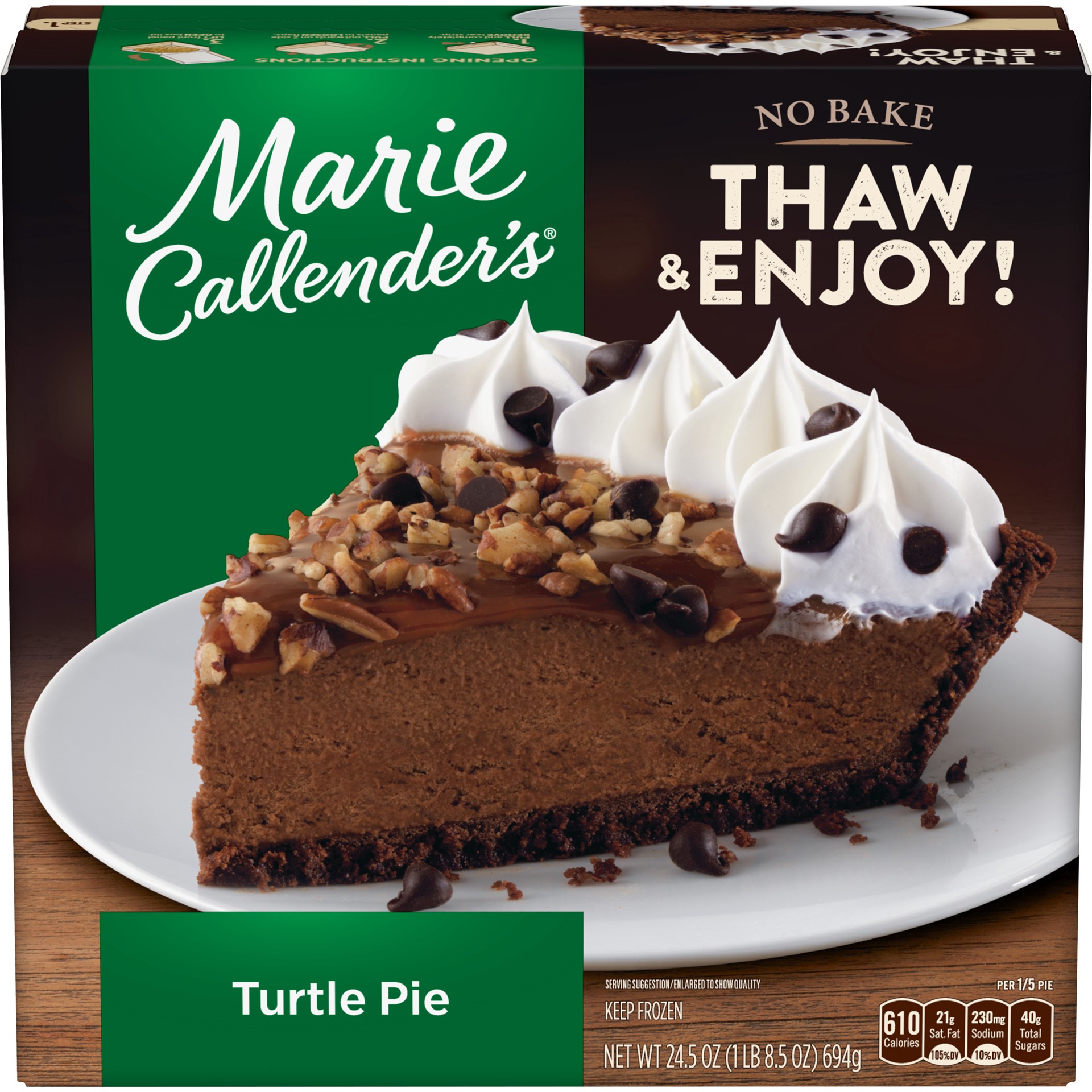 slide 1 of 5, Marie Callender's Turtle Pie Frozen Dessert, 24.5 Ounce, 24.5 oz