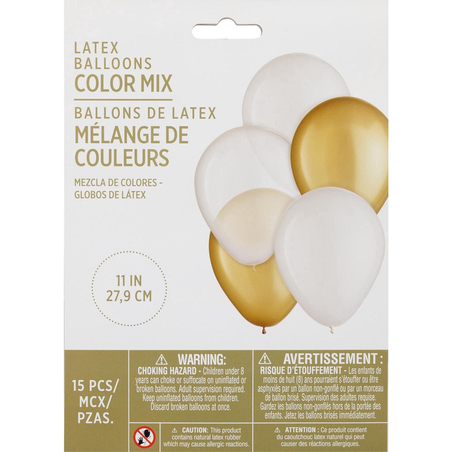 slide 1 of 1, Rainbow Balloons 11-Inch Gold & White Latex Balloons, 15 Ct, 15 ct