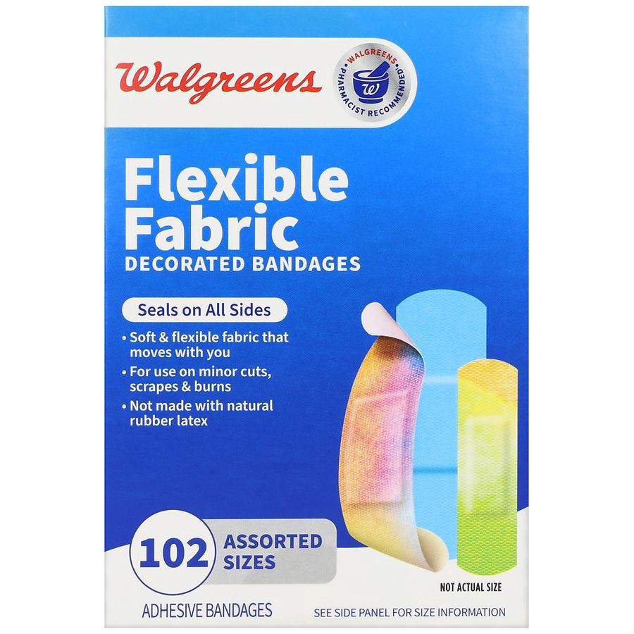 slide 1 of 5, Walgreens Flexible Fabric Decorated Bandages Assorted, 102 ct