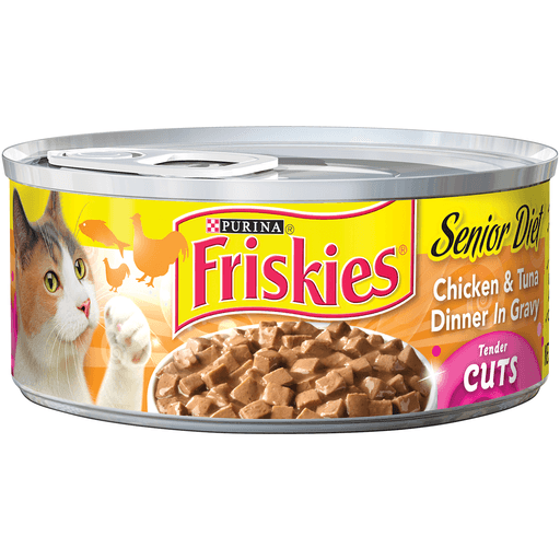 slide 1 of 1, Purina Friskies Senior Diet Tender Cuts Chicken & Tuna Dinner In Gravy Cat Food, 5.5 oz