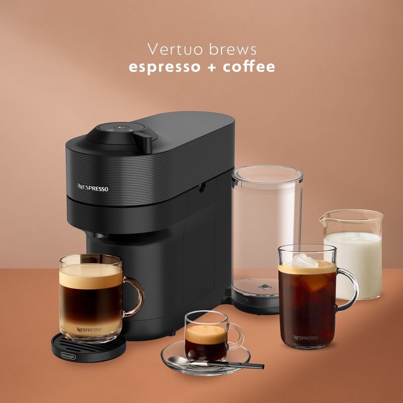 slide 4 of 12, Nespresso Vertuo Pop+ Coffee Machine with Aeroccino Frother by De'Longhi Liquorice Black: Milk Frother, Capsule System, 1 ct
