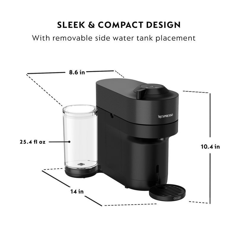 slide 8 of 12, Nespresso Vertuo Pop+ Coffee Machine with Aeroccino Frother by De'Longhi Liquorice Black: Milk Frother, Capsule System, 1 ct