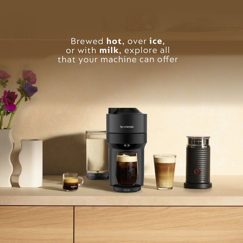 slide 9 of 12, Nespresso Vertuo Pop+ Coffee Machine with Aeroccino Frother by De'Longhi Liquorice Black: Milk Frother, Capsule System, 1 ct