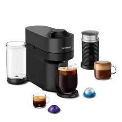 Nespresso Vertuo Pop+ Coffee Machine with Aeroccino Frother by De'Longhi Liquorice Black: Milk Frother, Capsule System