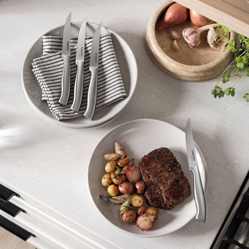 slide 2 of 5, Cuisinart 4pc Stainless Steel Hollow Handle Steak Knife Set Silver: Hand Wash, Lifetime Warranty, Stamped Construction, 4 ct