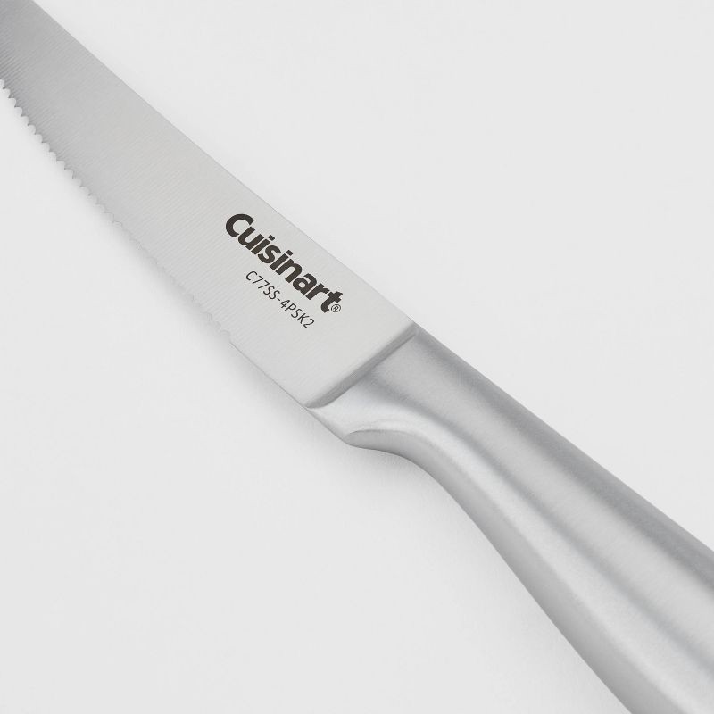 slide 5 of 5, Cuisinart 4pc Stainless Steel Hollow Handle Steak Knife Set Silver: Hand Wash, Lifetime Warranty, Stamped Construction, 4 ct
