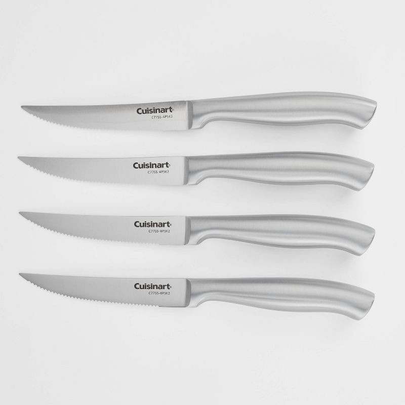 slide 1 of 5, Cuisinart 4pc Stainless Steel Hollow Handle Steak Knife Set Silver: Hand Wash, Lifetime Warranty, Stamped Construction, 4 ct