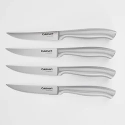 Cuisinart 4pc Stainless Steel Hollow Handle Steak Knife Set Silver: Hand Wash, Lifetime Warranty, Stamped Construction