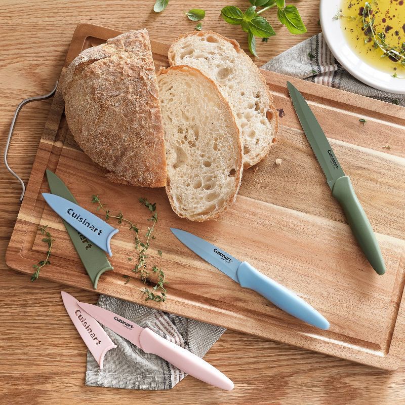 slide 2 of 6, Cuisinart Advantage 6pc Nonstick Utility & Paring Knife Set with Blade Guards Blue: Stainless Steel, Hand Wash, Lifetime Warranty, 6 ct