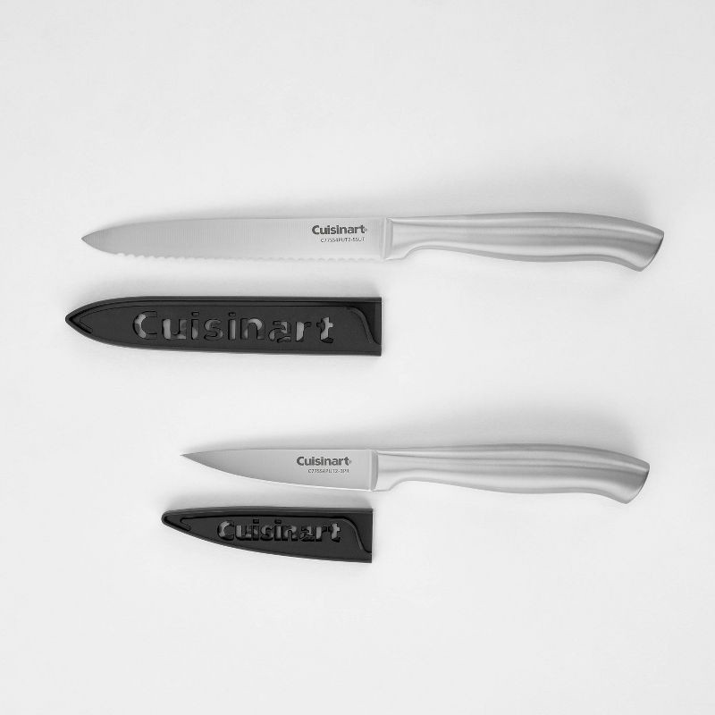 slide 3 of 5, Cuisinart Classic 4pc Stainless Steel Utility Paring Knife Set with Blade Guards Silver: High Carbon Forged Kitchen Knives, 4 ct