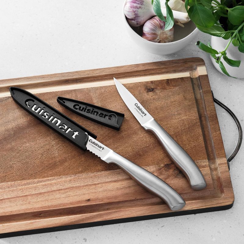slide 4 of 5, Cuisinart Classic 4pc Stainless Steel Utility Paring Knife Set with Blade Guards Silver: High Carbon Forged Kitchen Knives, 4 ct