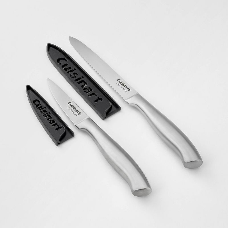 slide 1 of 5, Cuisinart Classic 4pc Stainless Steel Utility Paring Knife Set with Blade Guards Silver: High Carbon Forged Kitchen Knives, 4 ct