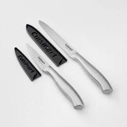 Cuisinart Classic 4pc Stainless Steel Utility Paring Knife Set with Blade Guards Silver: High Carbon Forged Kitchen Knives