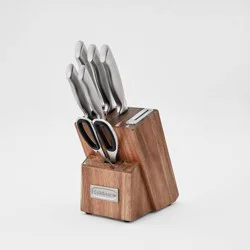 Cuisinart Classic 7pc Stainless Steel Hollow Handle Essentials Knife Block Set with Built in Sharpener Silver