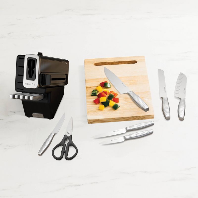 slide 2 of 11, Ninja NeverDull Essential 13pc Stainless Steel Knife System, Built in Sharpener, Shears, and Chef, Bread, Santoku, Utility, Paring, and Steak Knives, 13 ct