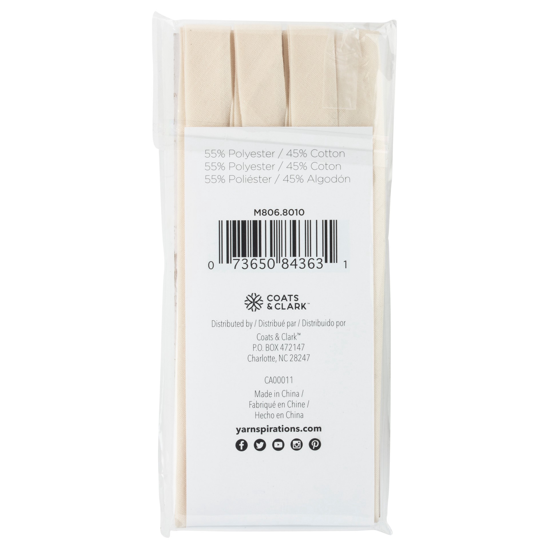 slide 5 of 5, Coats & Clark Extra Wide Double Fold Bias Tape, 0.5 in