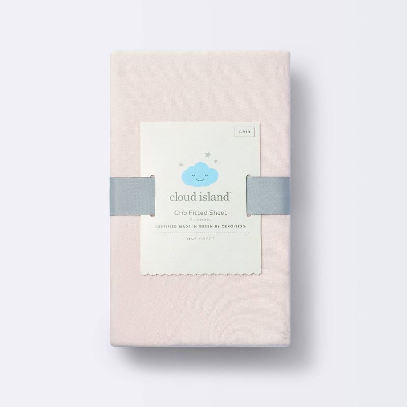slide 4 of 4, Polyester Rayon Fitted Crib Sheet - Light Pink - Cloud Island™, 1 ct