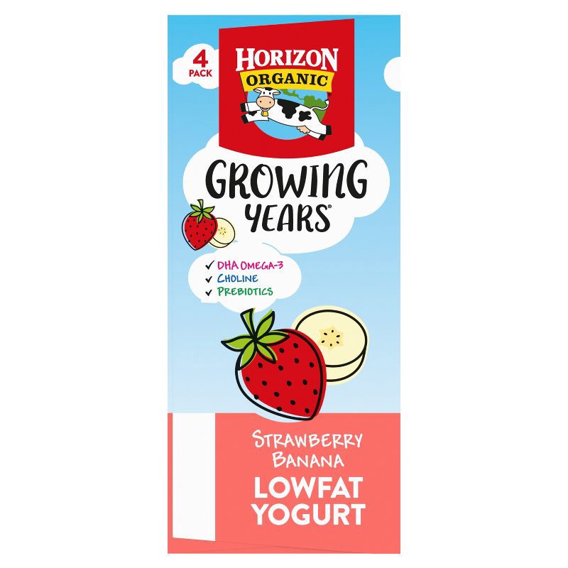 slide 5 of 8, Horizon Growing Years Strawberry Banana Kids' Lowfat Yogurt - 14oz/4ct, 4 ct; 14 oz