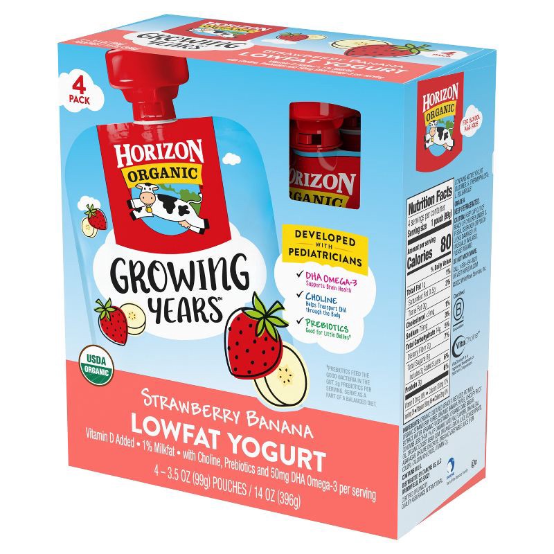 slide 6 of 8, Horizon Growing Years Strawberry Banana Kids' Lowfat Yogurt - 14oz/4ct, 4 ct; 14 oz