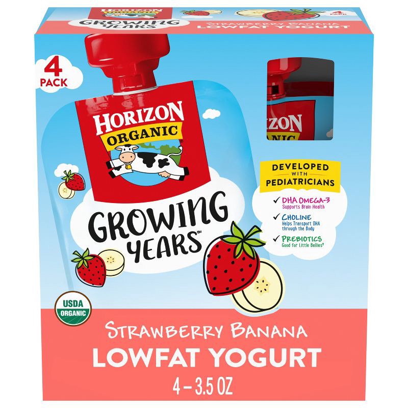 slide 1 of 8, Horizon Growing Years Strawberry Banana Kids' Lowfat Yogurt - 14oz/4ct, 4 ct; 14 oz