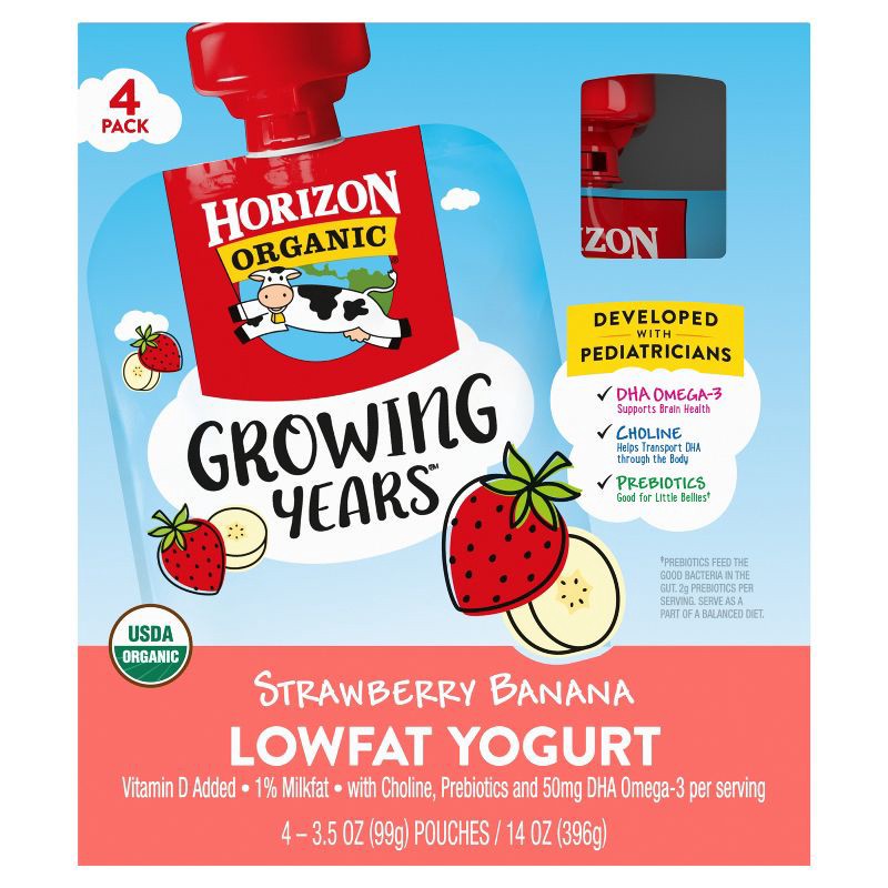 slide 8 of 8, Horizon Growing Years Strawberry Banana Kids' Lowfat Yogurt - 14oz/4ct, 4 ct; 14 oz