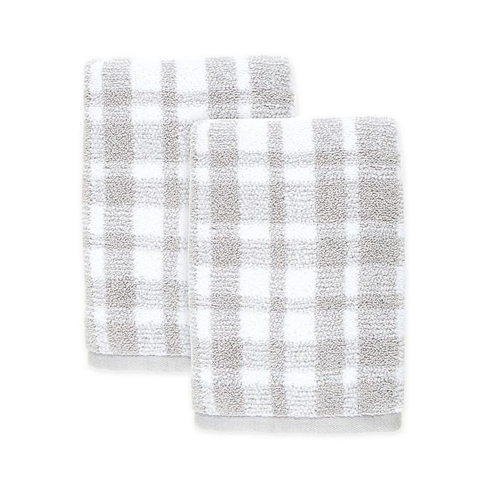 slide 1 of 1, Winter Wonderland Xmas Plaid Fingertip Towel - Nickel, 1 ct