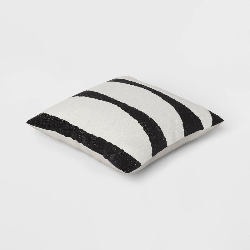 slide 3 of 4, Cotton Woven Modern Square Throw Pillow Black - Threshold™: Geometric Design, Indoor Decorative Accent, Knife Edge, Polyester Fill, 1 ct