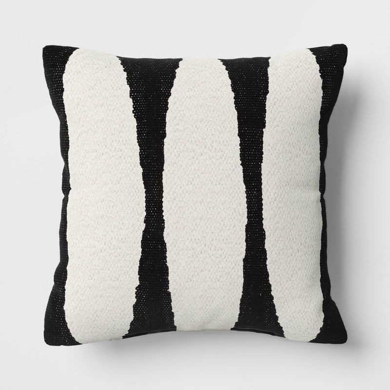 slide 1 of 4, Cotton Woven Modern Square Throw Pillow Black - Threshold™: Geometric Design, Indoor Decorative Accent, Knife Edge, Polyester Fill, 1 ct