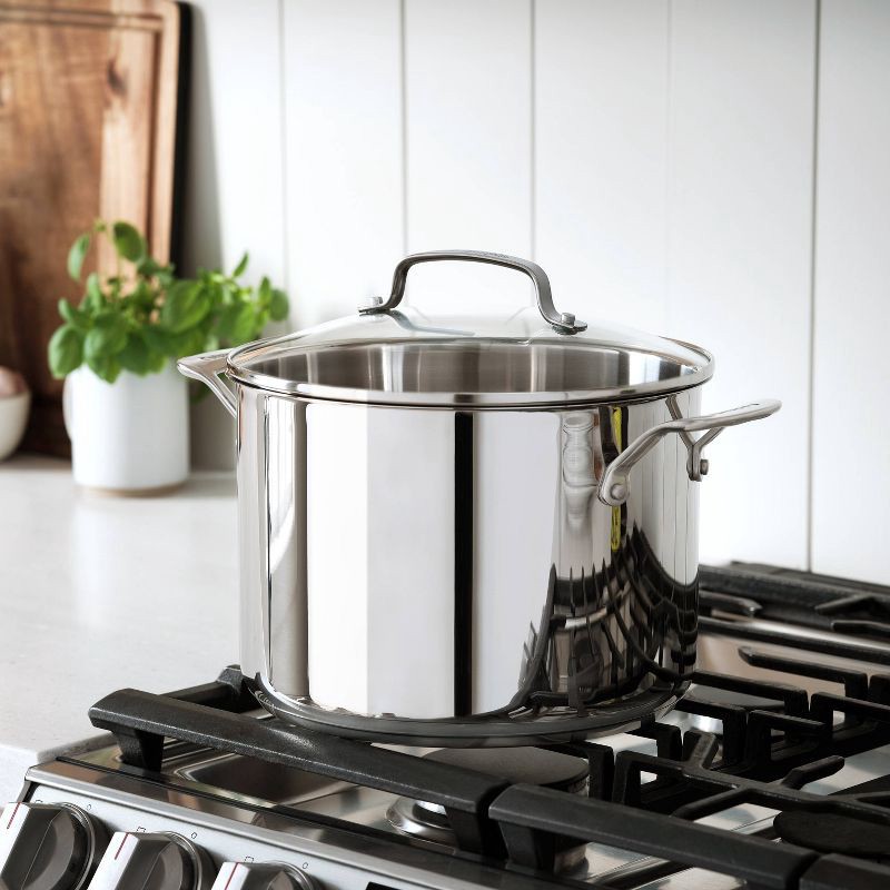 slide 2 of 4, Cuisinart Classic 8qt Stainless Steel Stock Pot with Cover: Induction & Oven Safe, Tempered Glass Lid, Stay-Cool Handle, 8 qt