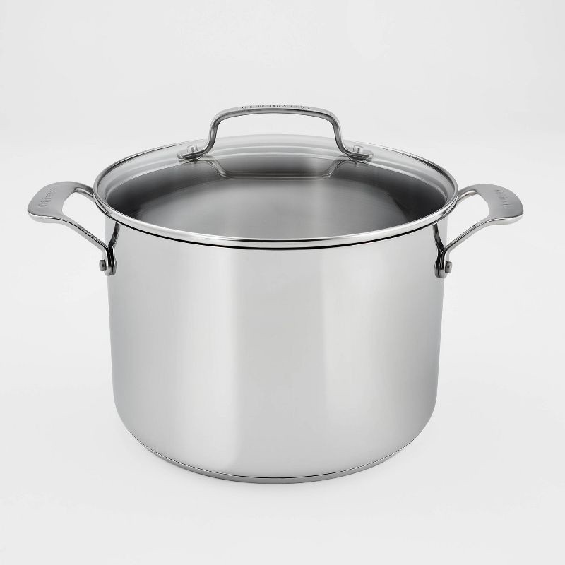 slide 1 of 4, Cuisinart Classic 8qt Stainless Steel Stock Pot with Cover: Induction & Oven Safe, Tempered Glass Lid, Stay-Cool Handle, 8 qt