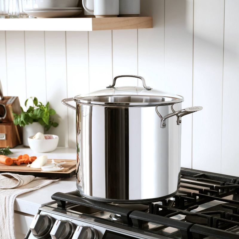slide 2 of 4, Cuisinart 16qt Stainless Steel Stock Pot with Cover Silver: Dishwasher & Oven-Safe, Tempered Glass Lid, Riveted Handle, 16 qt