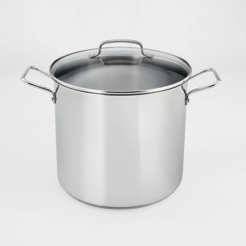slide 1 of 4, Cuisinart 16qt Stainless Steel Stock Pot with Cover Silver: Dishwasher & Oven-Safe, Tempered Glass Lid, Riveted Handle, 16 qt