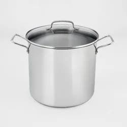 Cuisinart 16qt Stainless Steel Stock Pot with Cover Silver: Dishwasher & Oven-Safe, Tempered Glass Lid, Riveted Handle