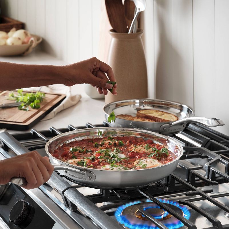 slide 3 of 6, Cuisinart Classic 10" & 12" Stainless Steel 2pk Skillet Set Silver: Dishwasher & Oven Safe Cookware, Induction Compatible, 2 ct