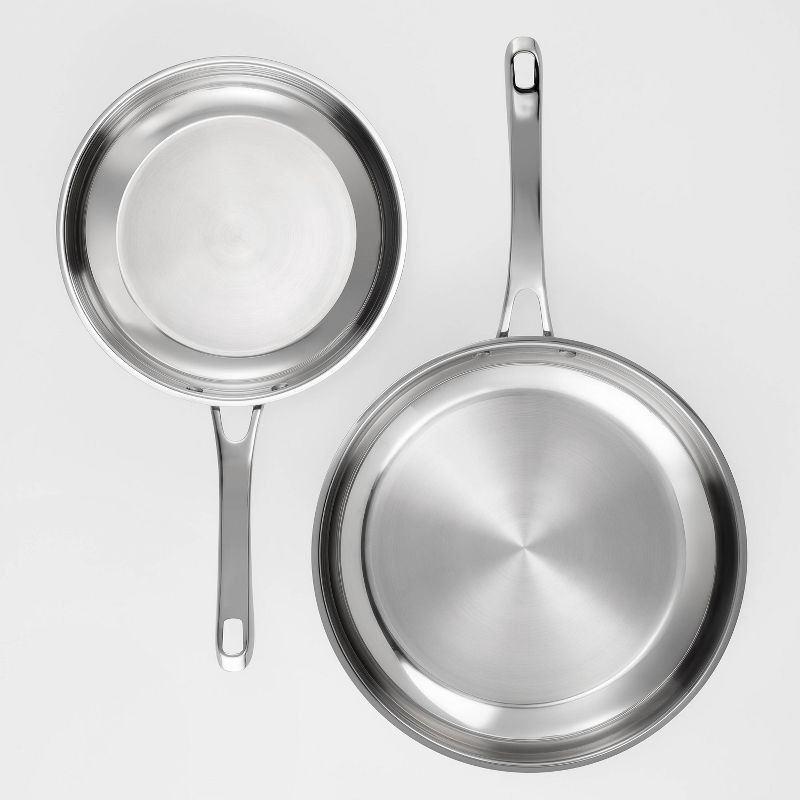 slide 4 of 6, Cuisinart Classic 10" & 12" Stainless Steel 2pk Skillet Set Silver: Dishwasher & Oven Safe Cookware, Induction Compatible, 2 ct