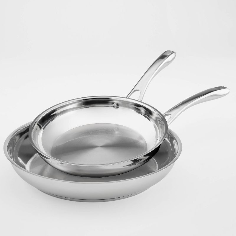 slide 6 of 6, Cuisinart Classic 10" & 12" Stainless Steel 2pk Skillet Set Silver: Dishwasher & Oven Safe Cookware, Induction Compatible, 2 ct