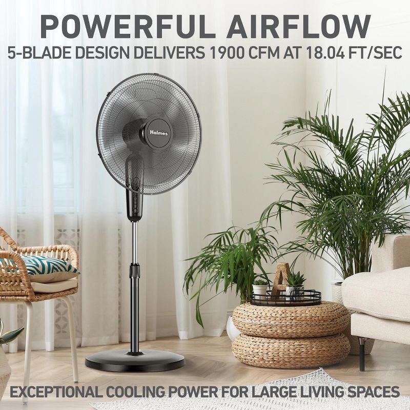 slide 2 of 9, Holmes 18" Digital Oscillating 3 Speed Stand Fan with Remote Control Black, 1 ct