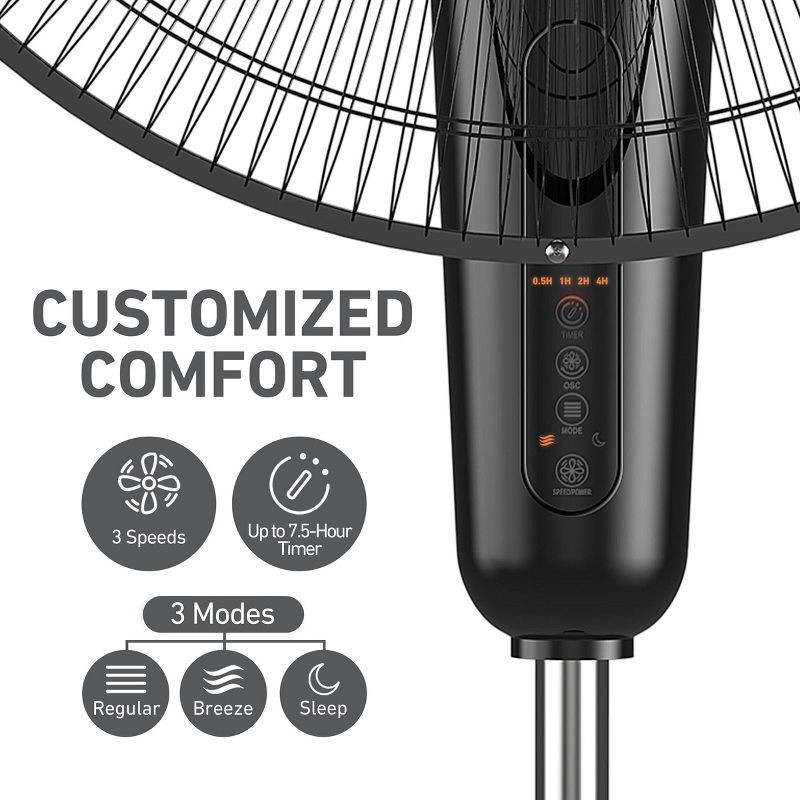 slide 3 of 9, Holmes 18" Digital Oscillating 3 Speed Stand Fan with Remote Control Black, 1 ct