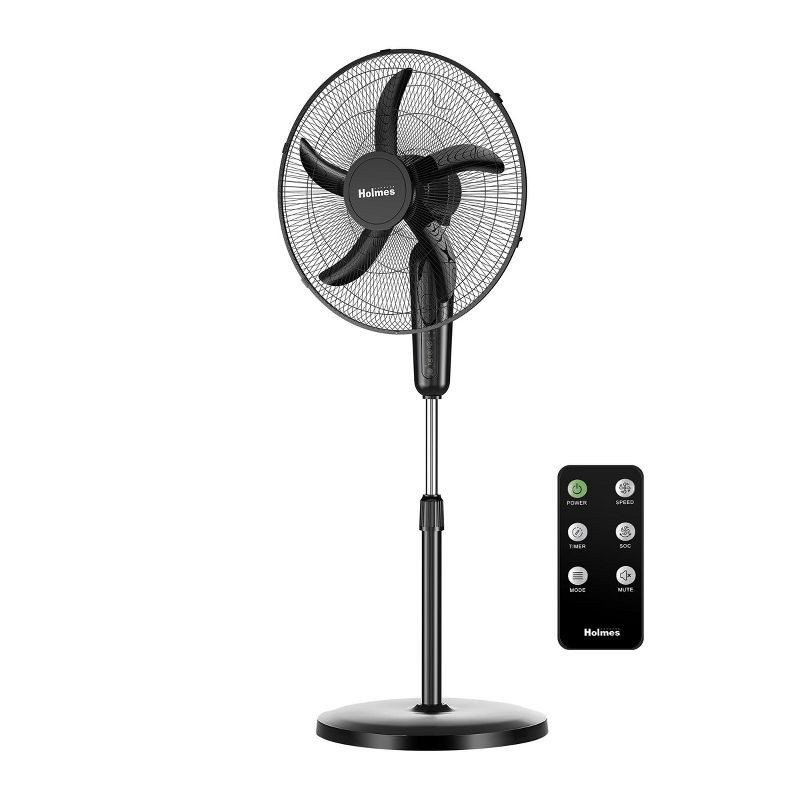slide 1 of 9, Holmes 18" Digital Oscillating 3 Speed Stand Fan with Remote Control Black, 1 ct