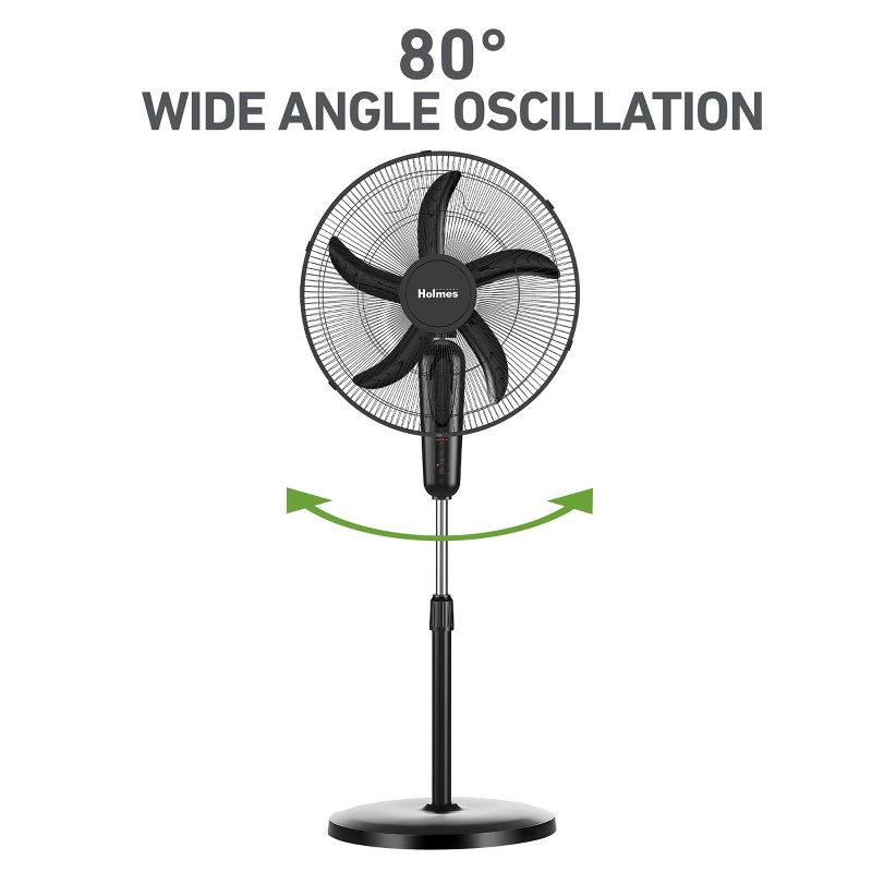 slide 4 of 9, Holmes 18" Digital Oscillating 3 Speed Stand Fan with Remote Control Black, 1 ct