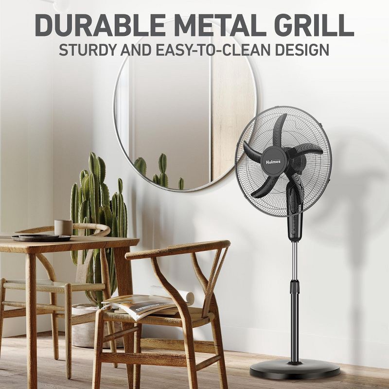slide 5 of 9, Holmes 18" Digital Oscillating 3 Speed Stand Fan with Remote Control Black, 1 ct