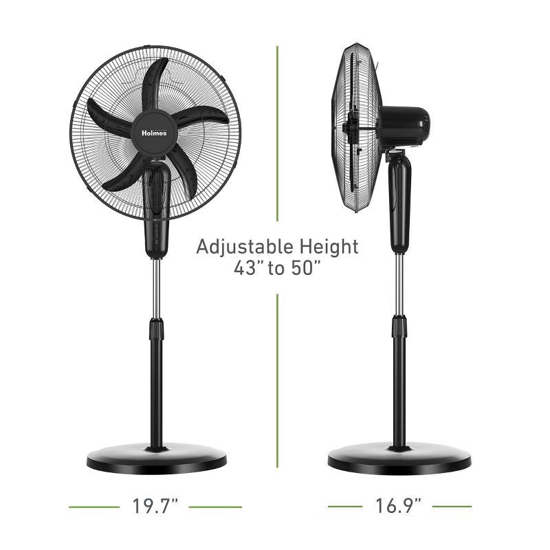 slide 8 of 9, Holmes 18" Digital Oscillating 3 Speed Stand Fan with Remote Control Black, 1 ct