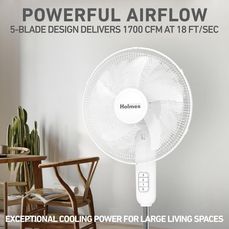 slide 2 of 8, Holmes 16" Blade Breeze Manual Stand Oscillating Fan White, 1 ct