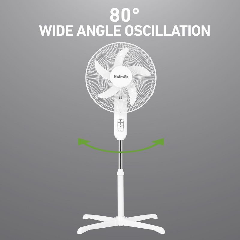 slide 4 of 8, Holmes 16" Blade Breeze Manual Stand Oscillating Fan White, 1 ct